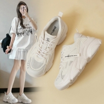 老爹鞋女鞋2024春夏新款网面透气户外运动休闲厚底增高小白鞋